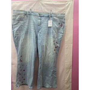 Jessica Simpson 26W Denim Capri Ankle Flare Embroidered Floral Denim Jeans NwoT